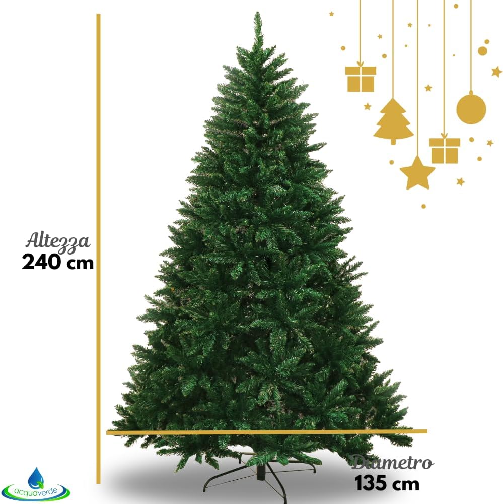 Albero Di Natale Artificiale Folto Effetto Realistico 723 Rami Ampia Chioma Montaggio Rapido E Facile Foglia Con Doppia Colorazione In Pvc Abete Natalizio Con Base In Metallo 180 Cm 191708