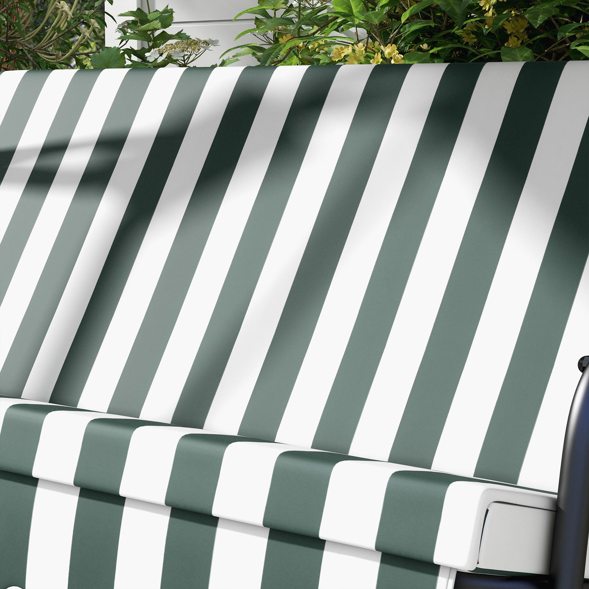 Outsunny Dondolo da Giardino a 3 Posti con Tettuccio Inclinabile e Cuscini, 172x110x153 cm, Verde - 9