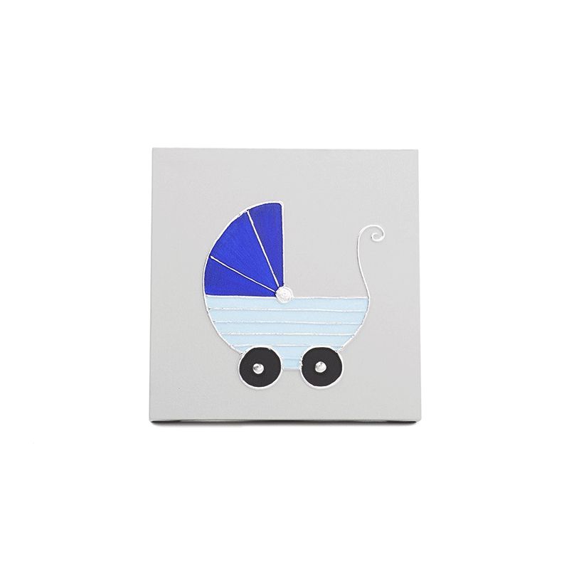 Cuadro artesanal infantil carrito azul claro 30 x 30 x 3,5 cm
