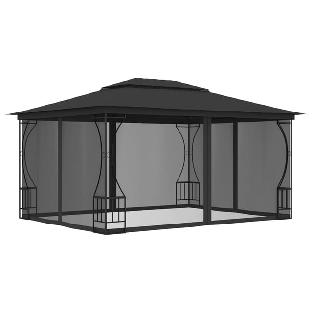 Gazebo da Giardino | Gazebo da Esterno con Rete 300x400x265 cm Antracite CFW88972
