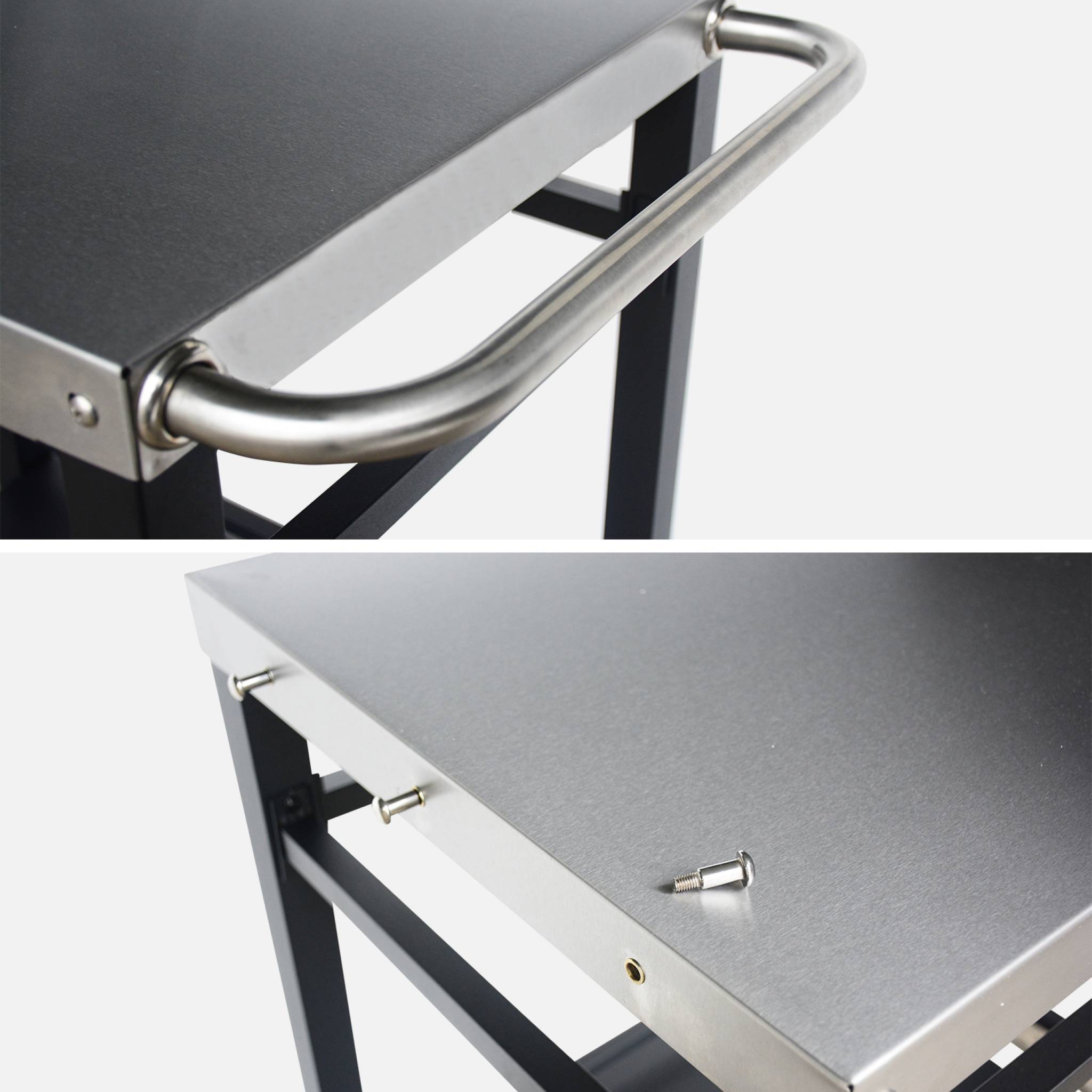 Carrello per barbecue, Nero - 4