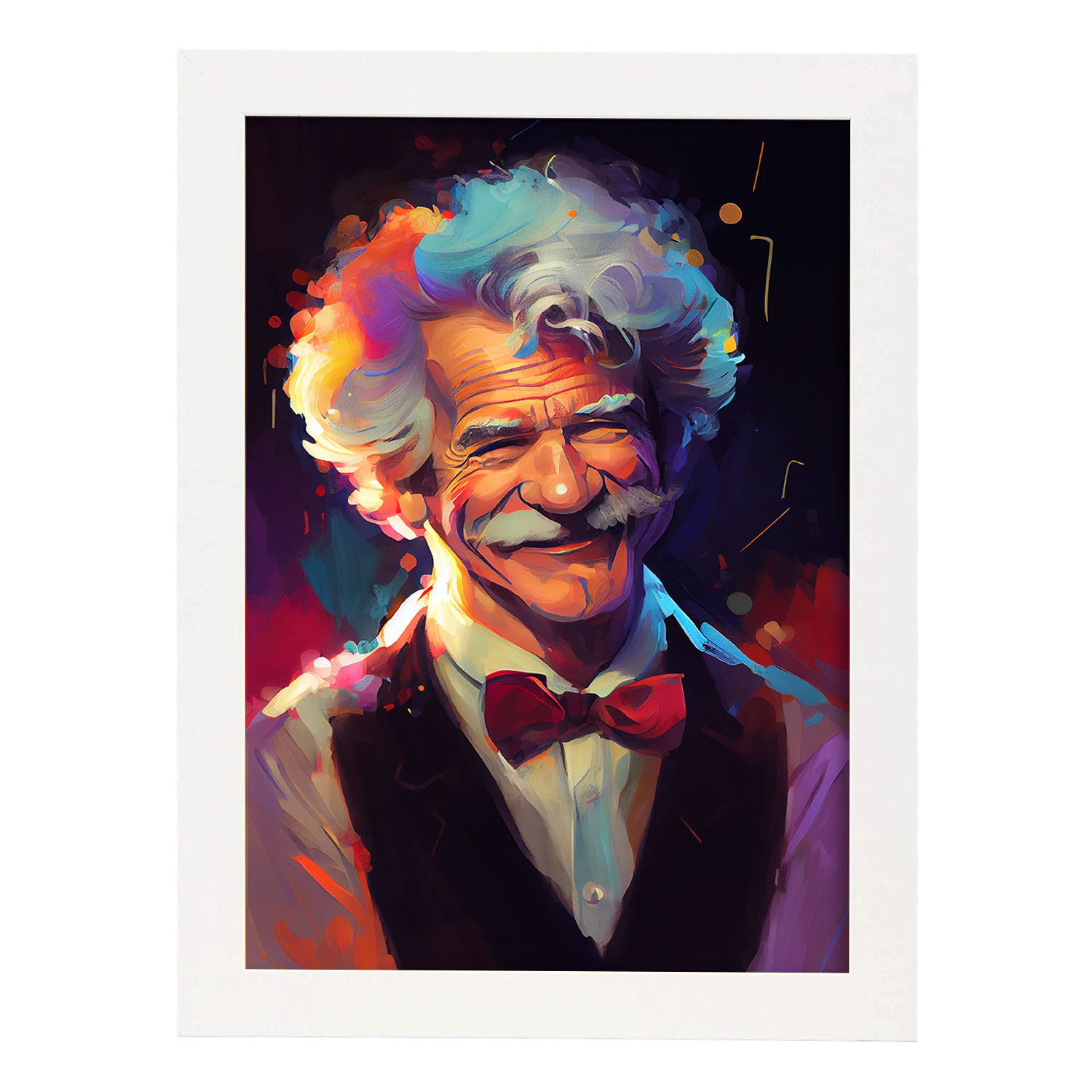 Nacnic poster de mark twain en estilo retrato a todo color ilustraciones y caricaturas de inventores y creadores históricos diseño y a3 marcos blanco