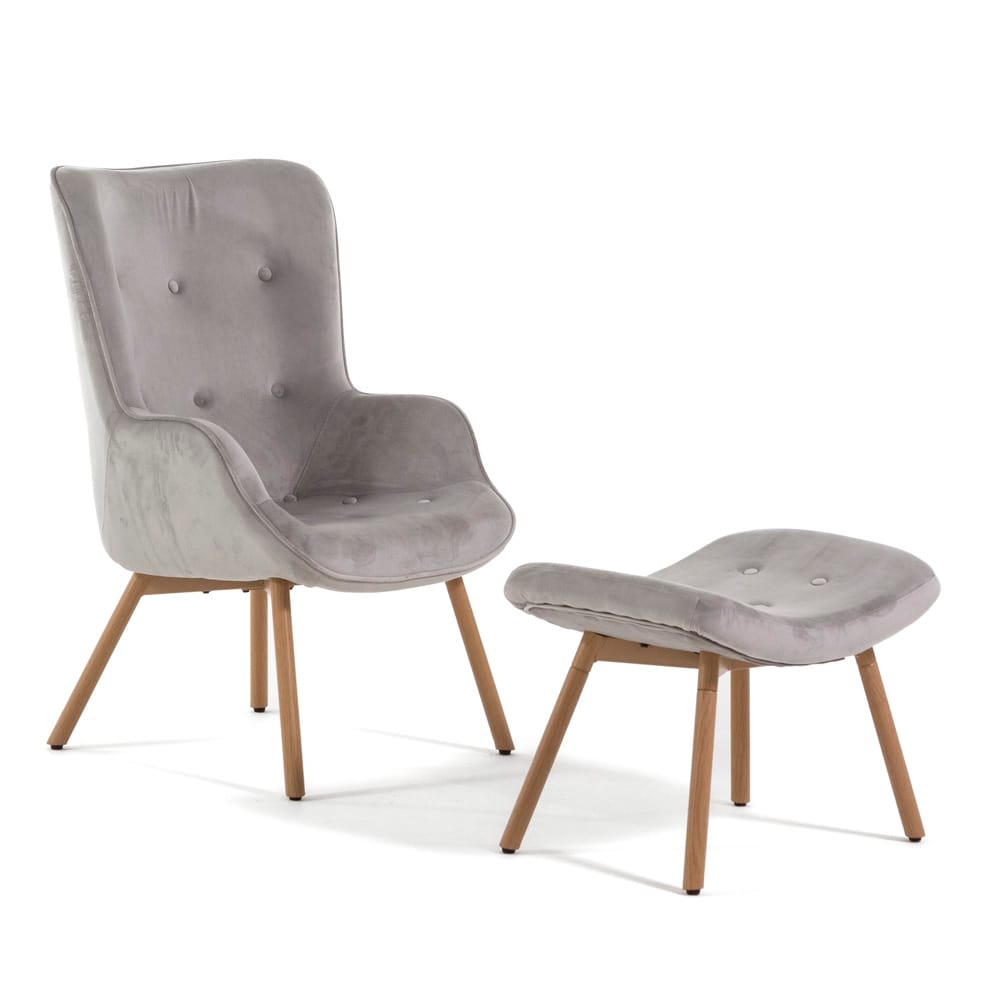 HOMCOM Poltrona Relax Con Poggiapiedi Regolabile A 5 Livelli E Poggiatesta In Legno Di Betulla E Tessuto Grigio Per Comfort Assoluto In Casa|Aosom