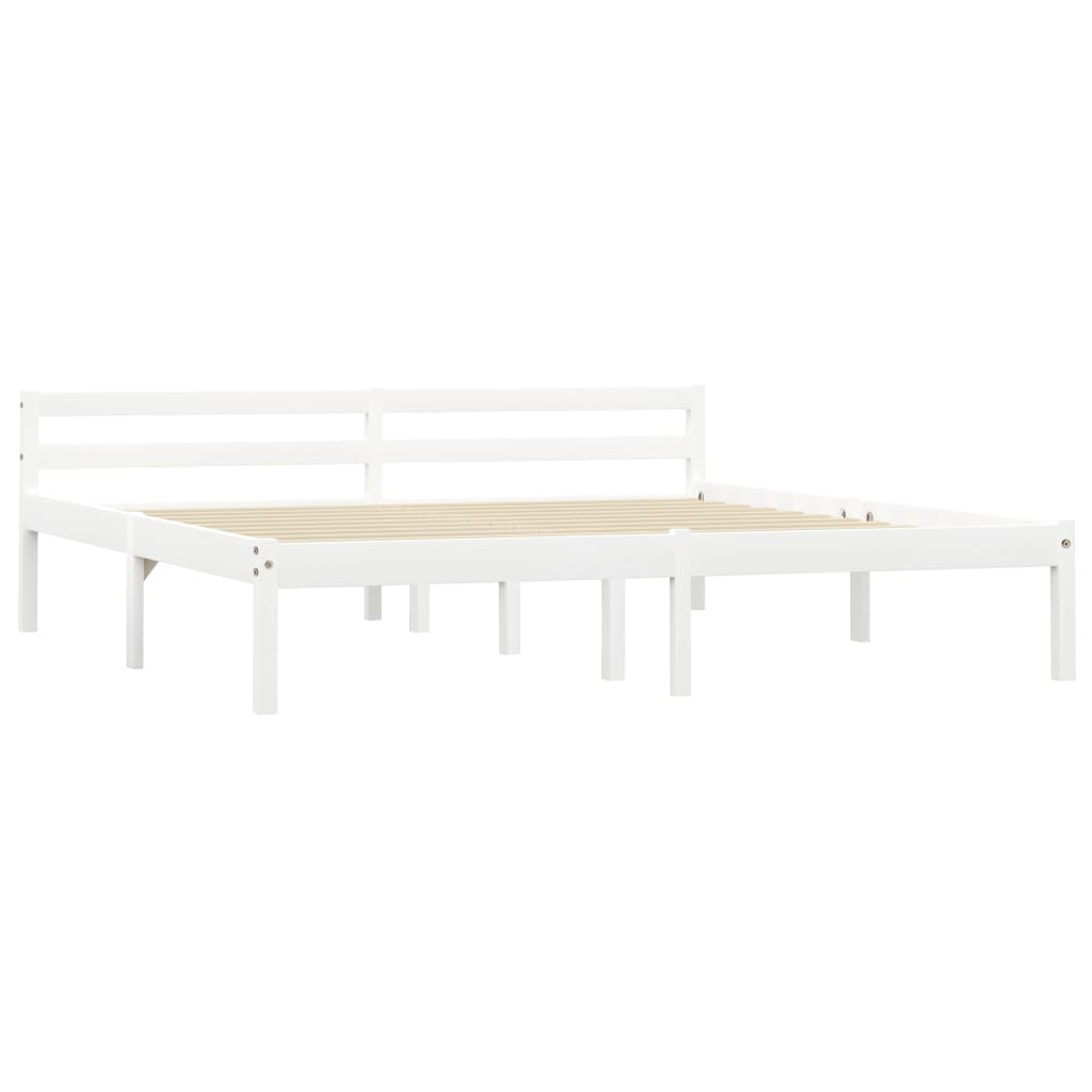 Cadre de lit sans matelas blanc bois de pin massif 160 x 200 cm - 2