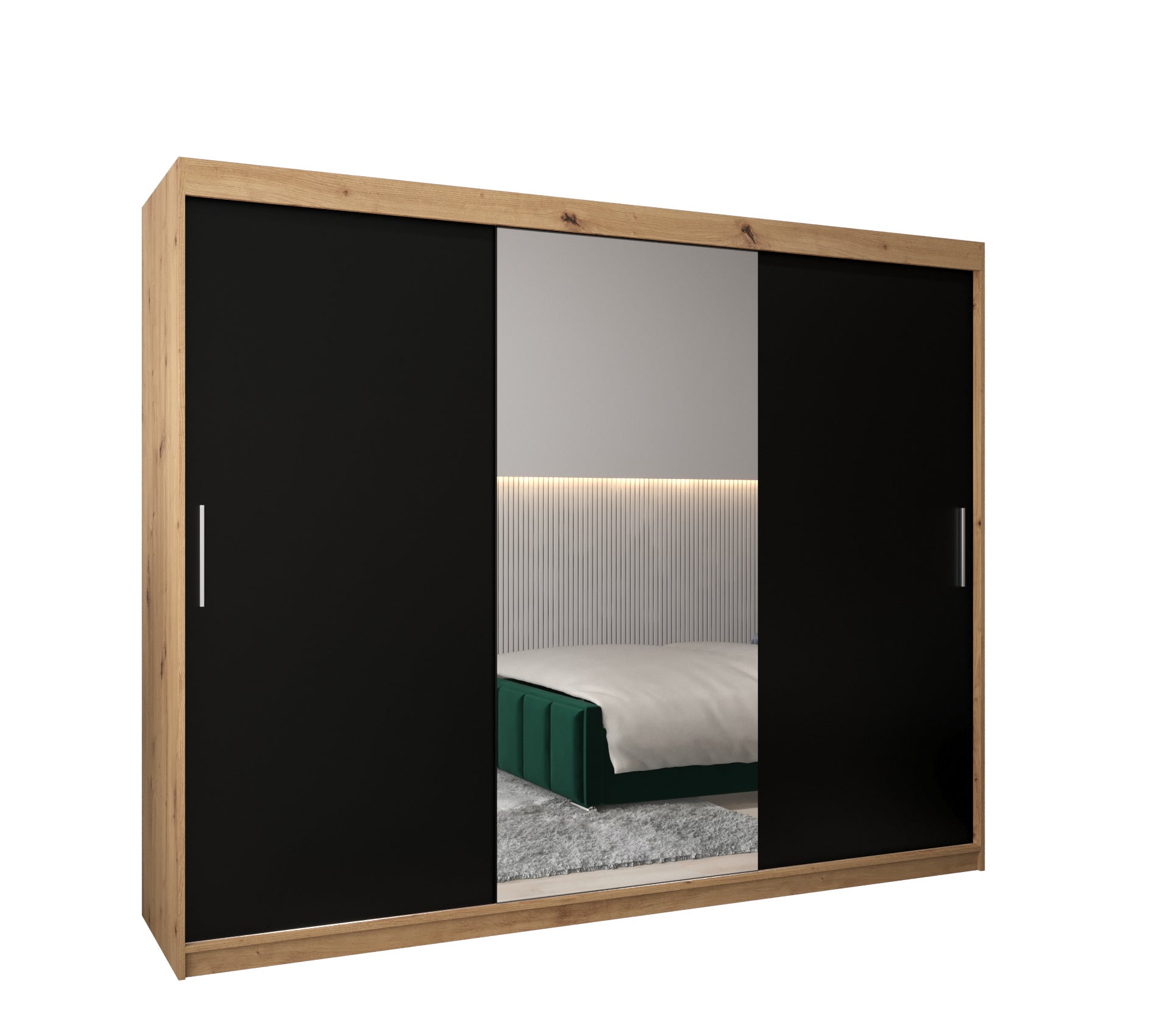 Szafa przesuwna garderoba TOKYO 1 250 x 62 x 200 cm Artisan + Czarny - Abiks Meble