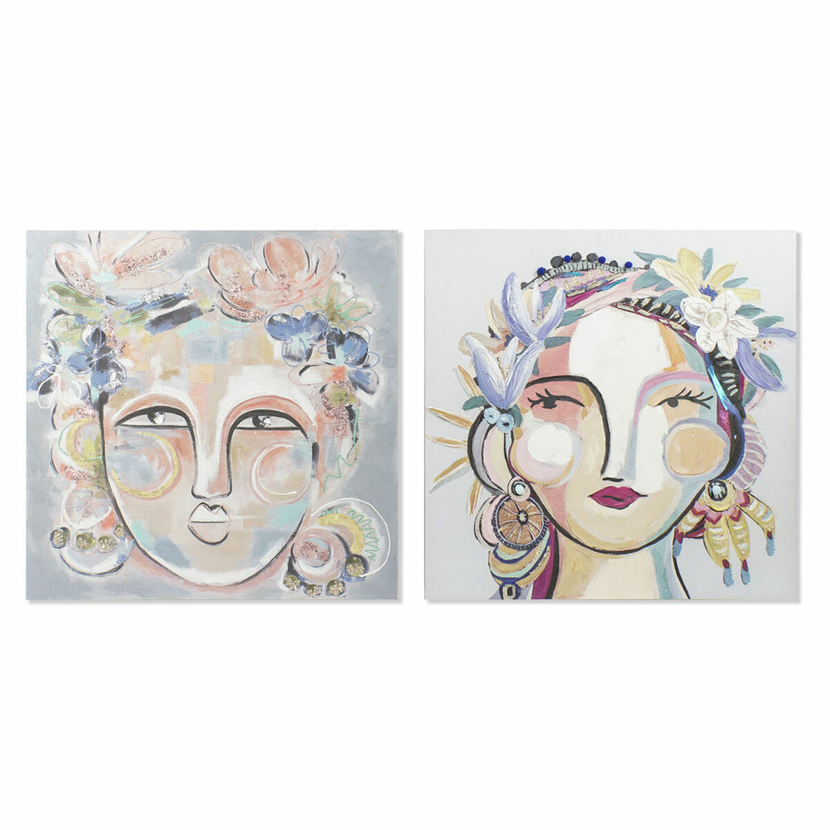 Cuadro dkd home decor lienzo 100 x 3,8 x 100 cm abstracto moderno (2 unidades) 8424001849079 s3017873 dkd home decor