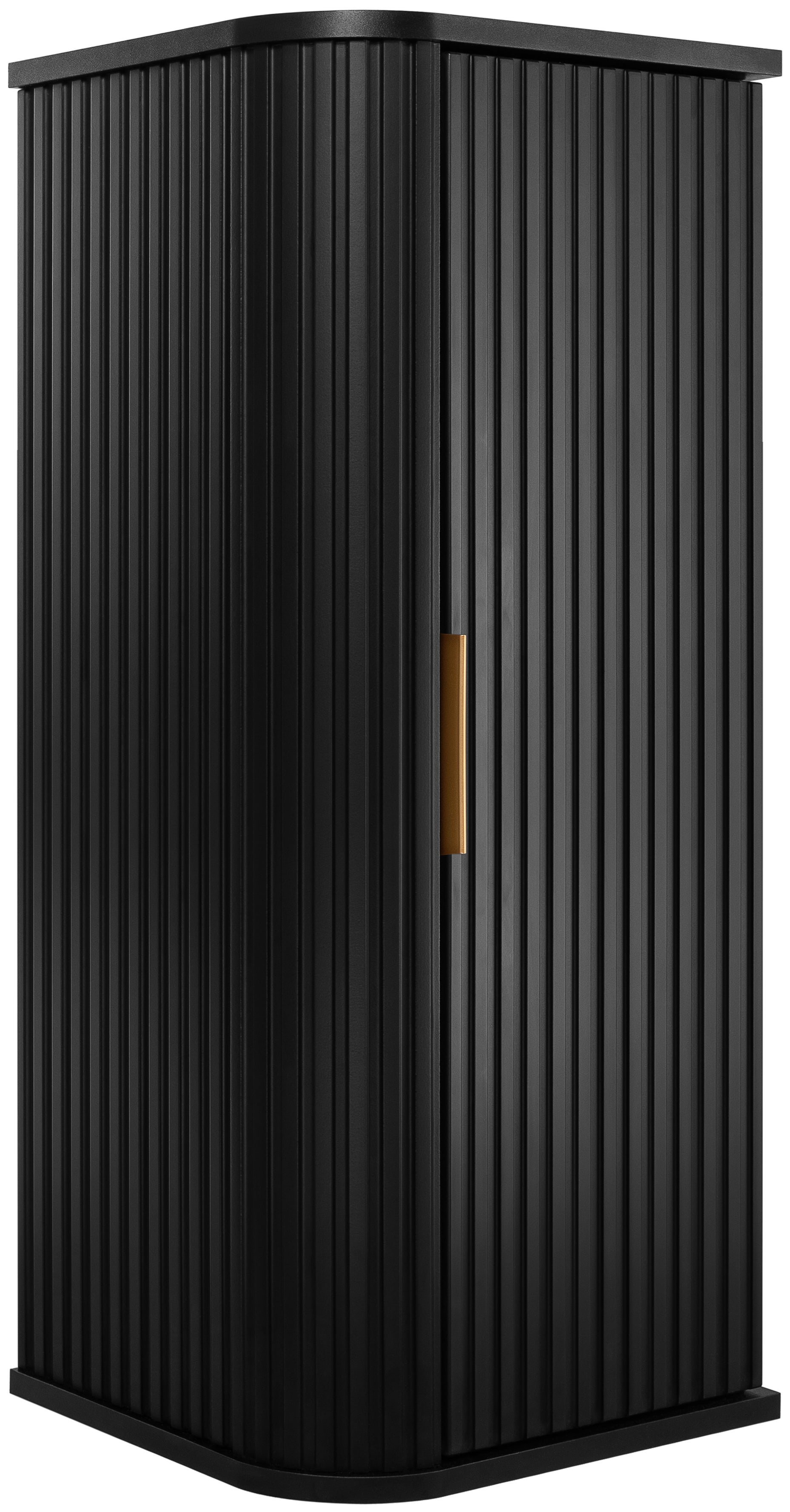 Słupek łazienowy GLAMOUR 35 x 79 cm czarny wiszący ryflowany 2 kolory uchwytów