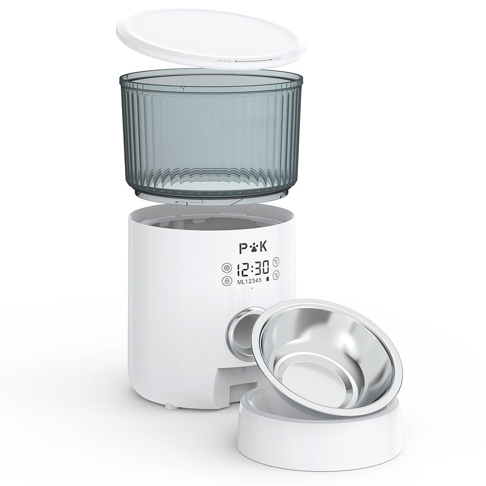 4L Distributeur de Croquettes pour Chat et Chien Blanc Distributeur Automatique de Nourriture avec Bol en Acier Inoxydable - 7