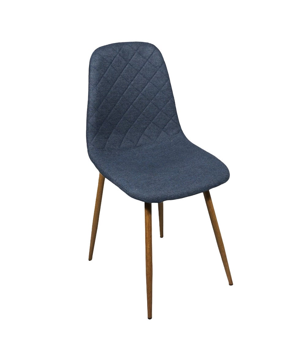 Pack de 4 sillas SUIZ sillas de comedor tapizadas en azul oscuro y patas roble - 2