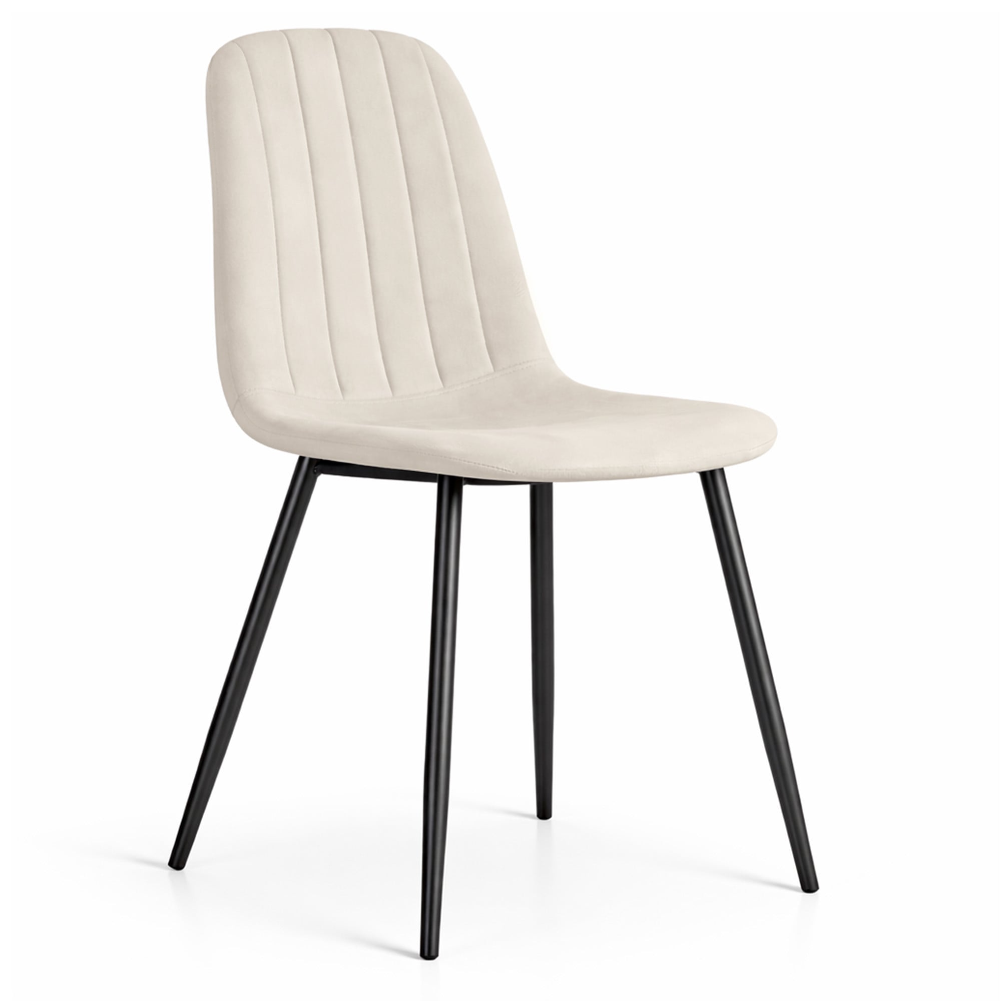 Welurowe krzesło tapicerowane pikowane Beżowe LUMO Czarne nogi