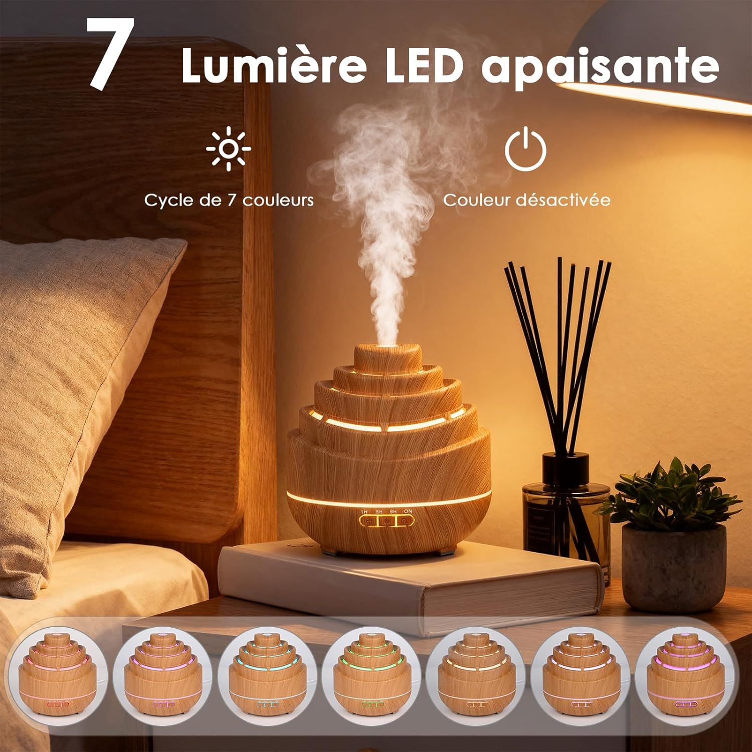 Diffuseur D'huiles Essentielles électrique 500ml Avec LED Multicolores - USB
