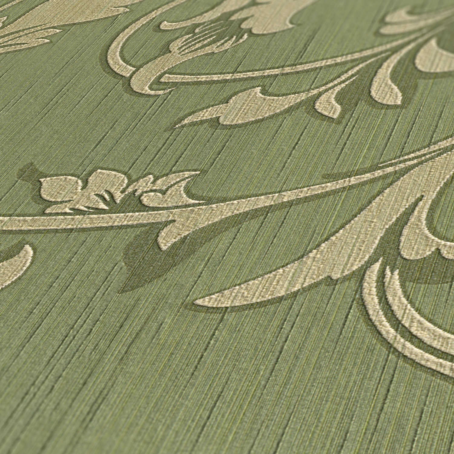 Papier Peint Fleurs M1-No.3797 Vert Baroque Vintage Nature