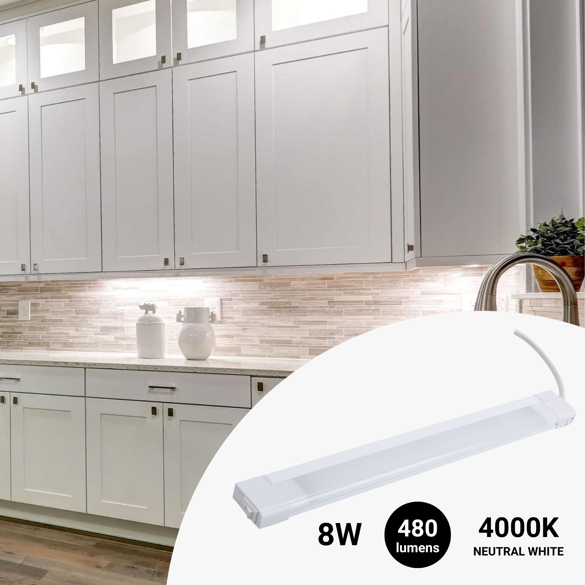 Réglette LED sous meuble cuisine 8W - 50cm - Blanc Chaud - 2