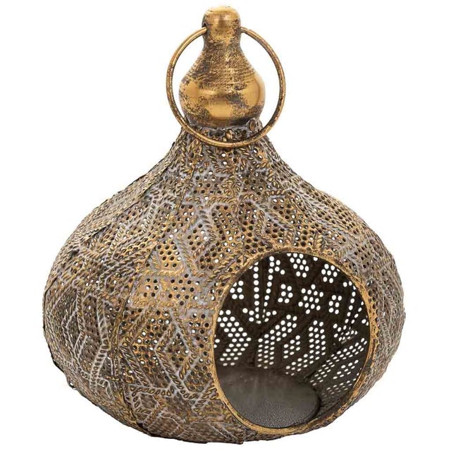 Portavelas de metal dorado 18x17x21