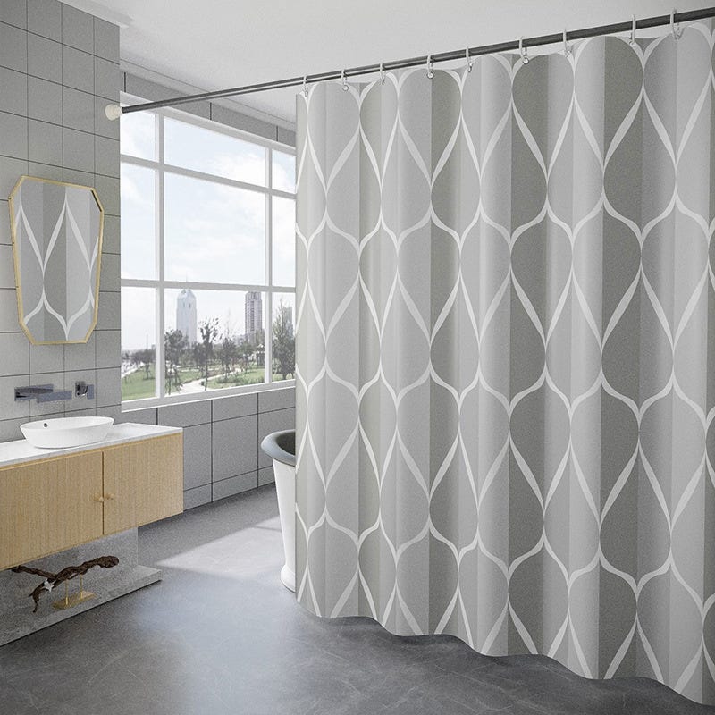 Tenda Da Doccia In Poliestere 180x200 Cm, Stampa Foglie E Piante, Resistente Alla Muffa, Con 12 Ganci, Lavabile In Lavatrice