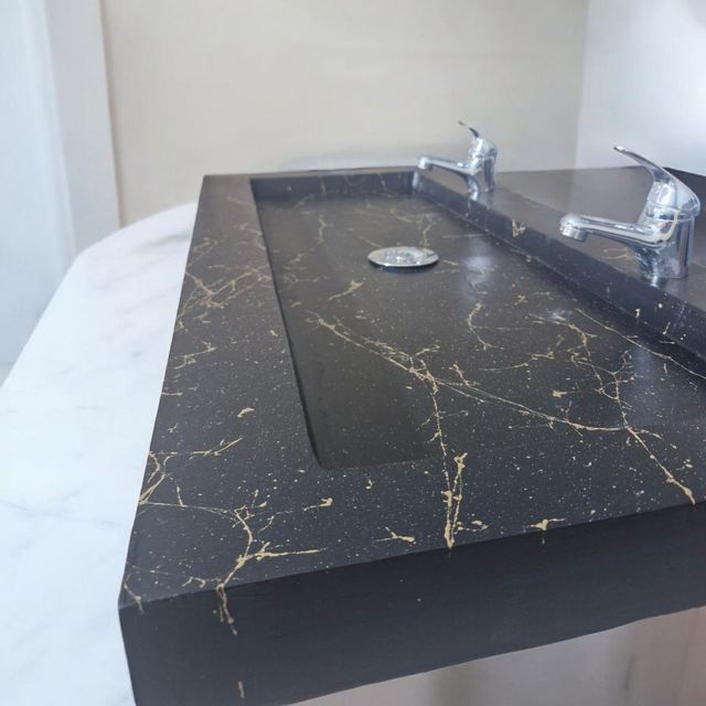 Vasque à Poser En Marbre Noir 40cm – Salle De Bain Design