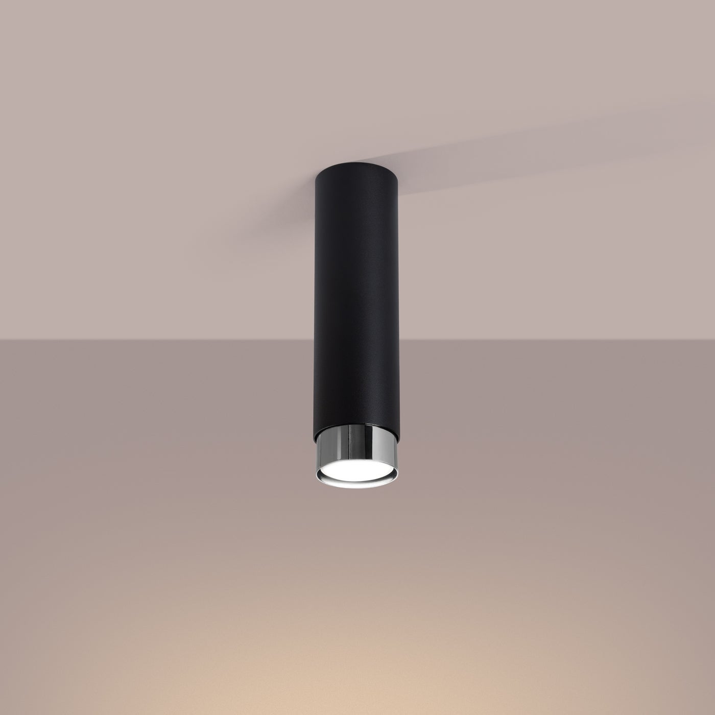 Plafon ALVOR 22,5 czarny/chrom LED 3000K - 6x6x22.5cm Sollux