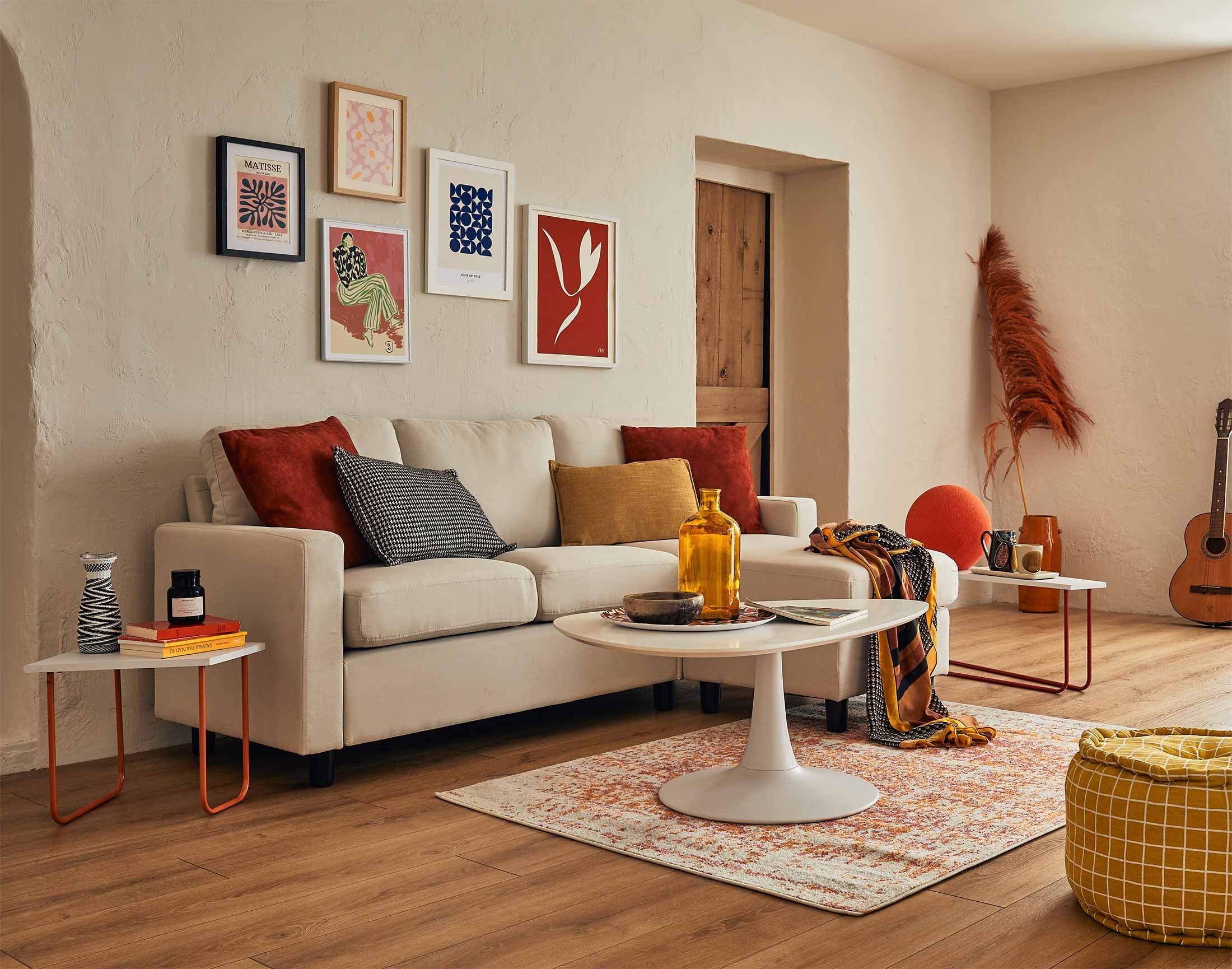 Canapé d'angle réversible 4 places en tissu beige - VIANON - Best Mobilier - 5