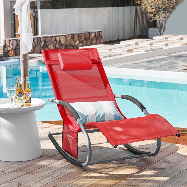 Chaise Longue Dondolo Piscina Poltrona Relax Outsunny Sdraio