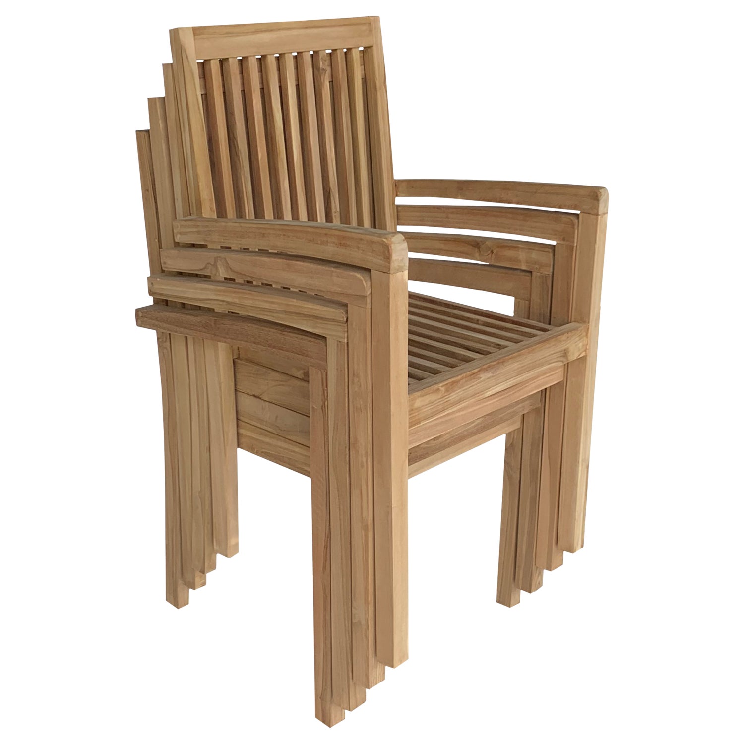 Lot de 4 Chaise de jardin sans coussin JAVA en Teck Marron - 3