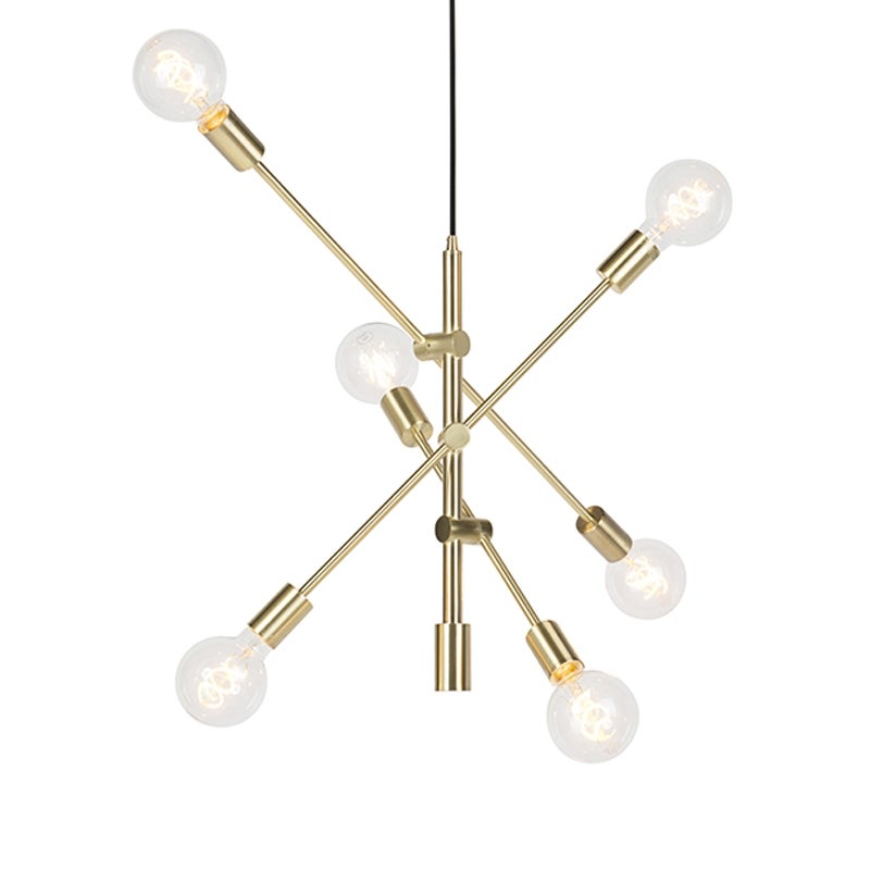 Lampa wisząca w stylu art deco mosiężna 6-światłowa - Sydney