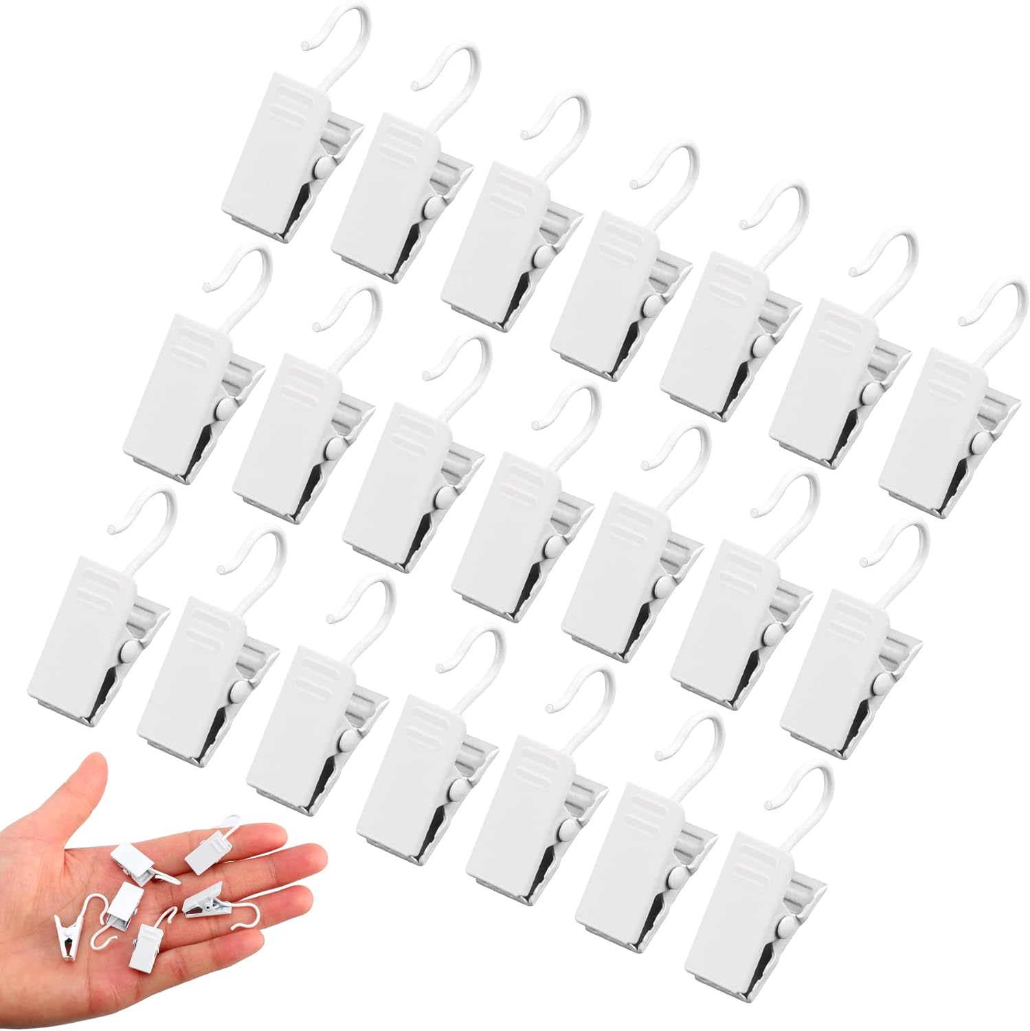 30 Pcs Pince Rideaux, Pince à Rideau avec Crochet en Métal Argent pour ...