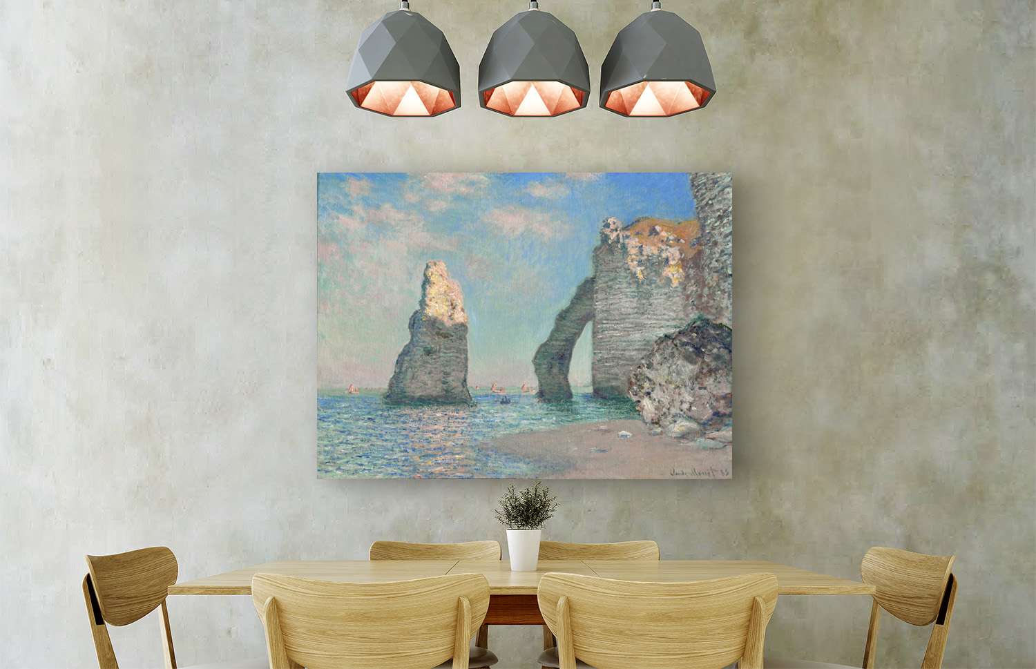 Peinture, impression sur toile - Claude Monet, La falaise d'Etretat - 70x50 cm - 2