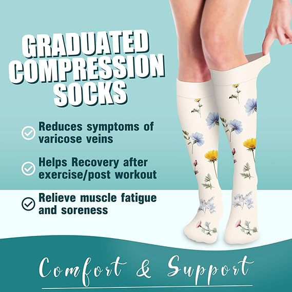 Chaussettes de compression pour femmes et hommes, idéales pour la circulation, la course à pied, l'athlétisme les voyages (S-M) - 2