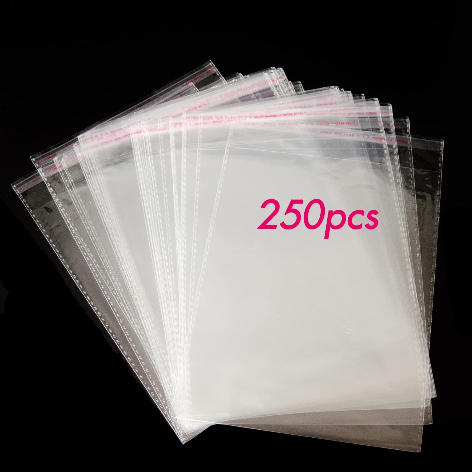 Robell 300 Pezzi Sacchetti di cellophane Trasparente, Involucri Autoadesivi Aigillanti Piatto