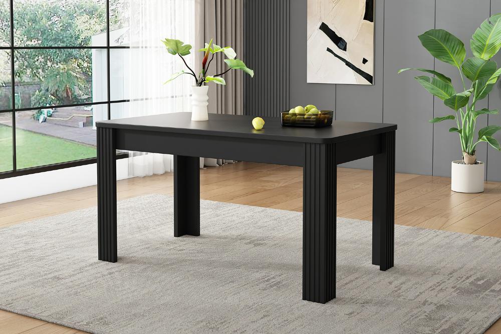 Tavolo da pranzo moderno in rovere 116×65×75 cm con 4 gambe robuste - Design pulito, facile manutenzione, ideale per pranzi e caffè, colore nero - 6