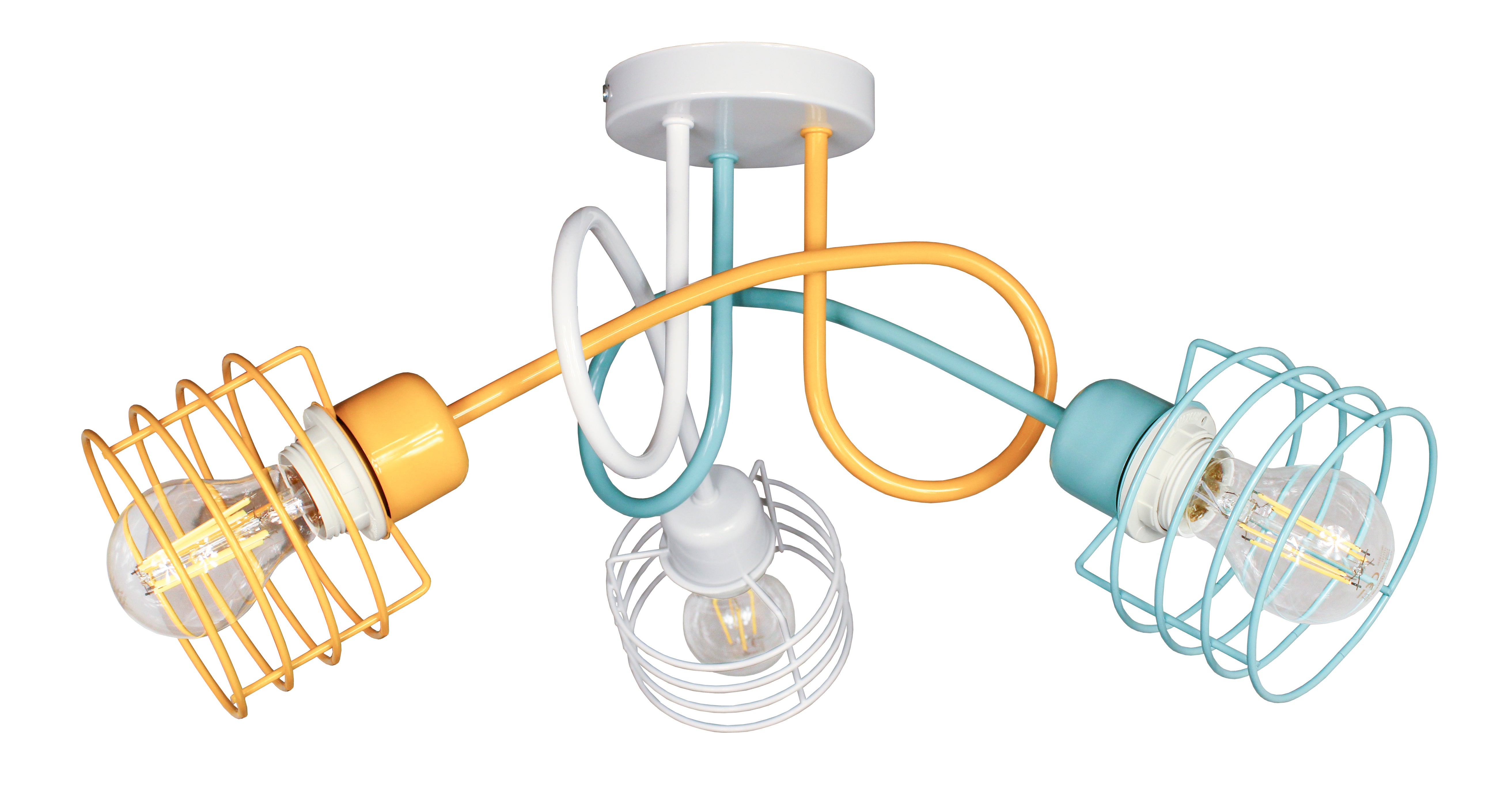 Lampa DECORI Edison Mini Kosz 3 Biały Żółty Mięta, 1 szt.
