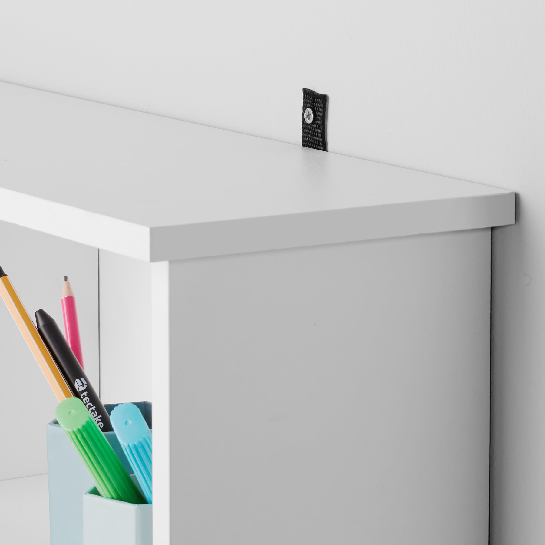 Estantería para DVDs y CDs de madera MDF con 21 espacios ajustables en altura, 105,5x19x136,5 cm, blanco mate TECTAKE - 7