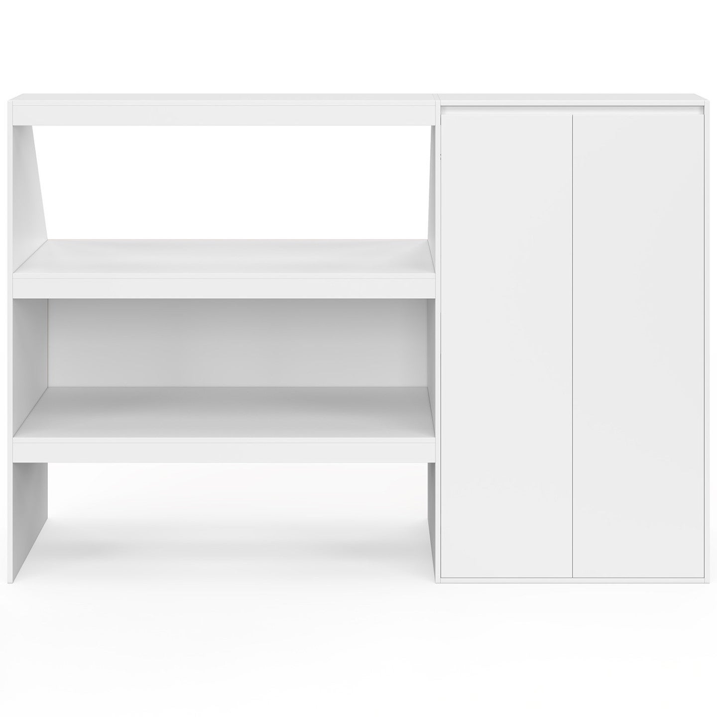Ensemble étagère 2 niveaux + armoire 2 portes sous pente TOMI blanc - 3