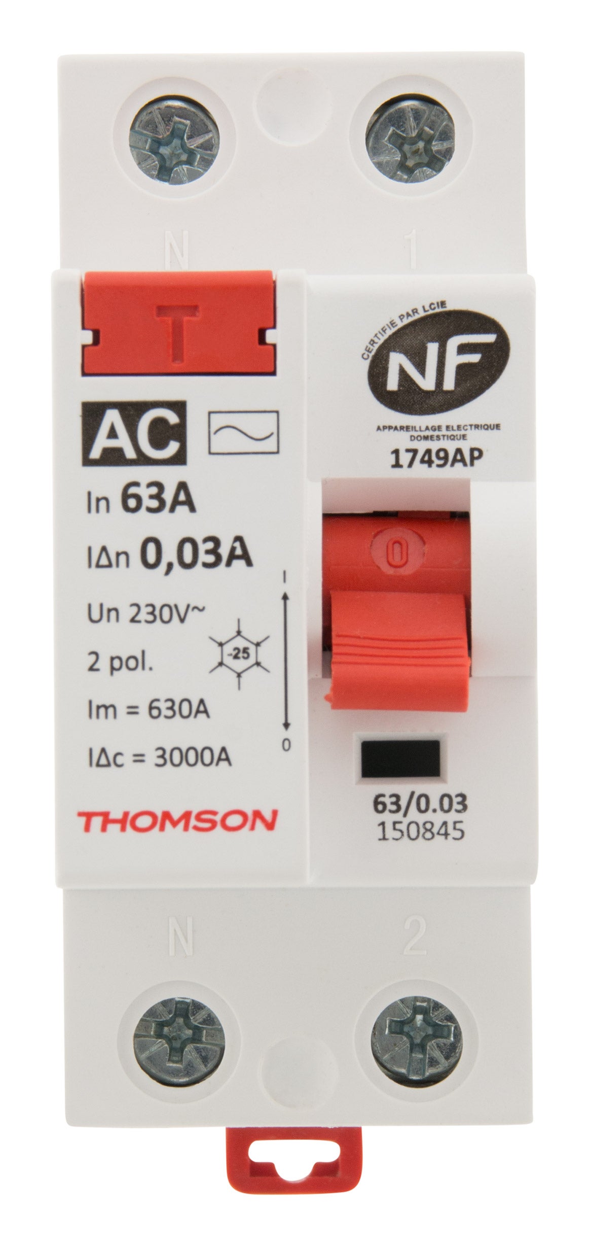 Interrupteur différentiel à vis - 63A type AC NF - Thomson - 2