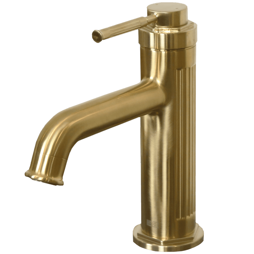 Art Deco Bateria umywalkowa retro niska szczotkowane złoto