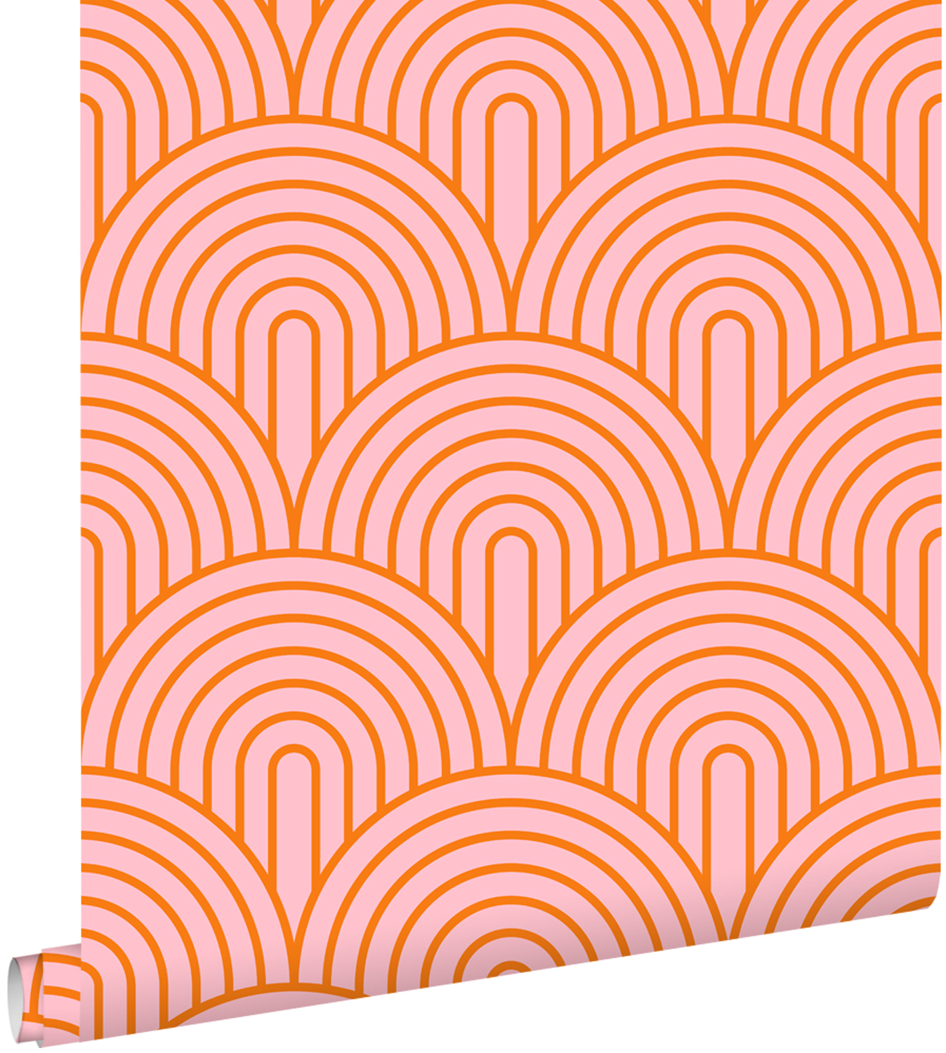 Tapeta motyw art déco różowymIpomarańczowym - 50 x 900 cm - ESTAHOME