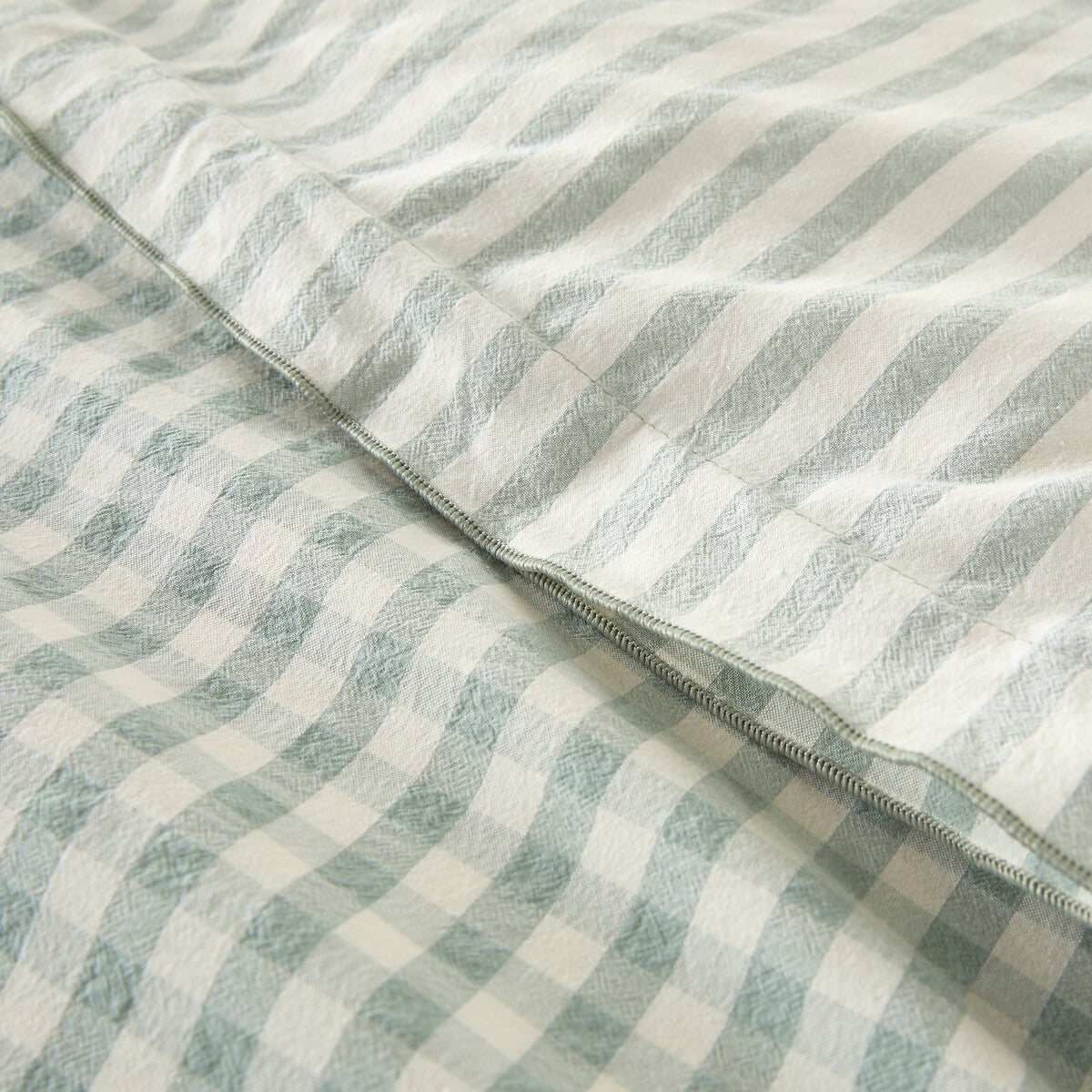 Housse de couette coton seersucker, Cottage vert - Vert sauge - 200 x 210 cm - 4