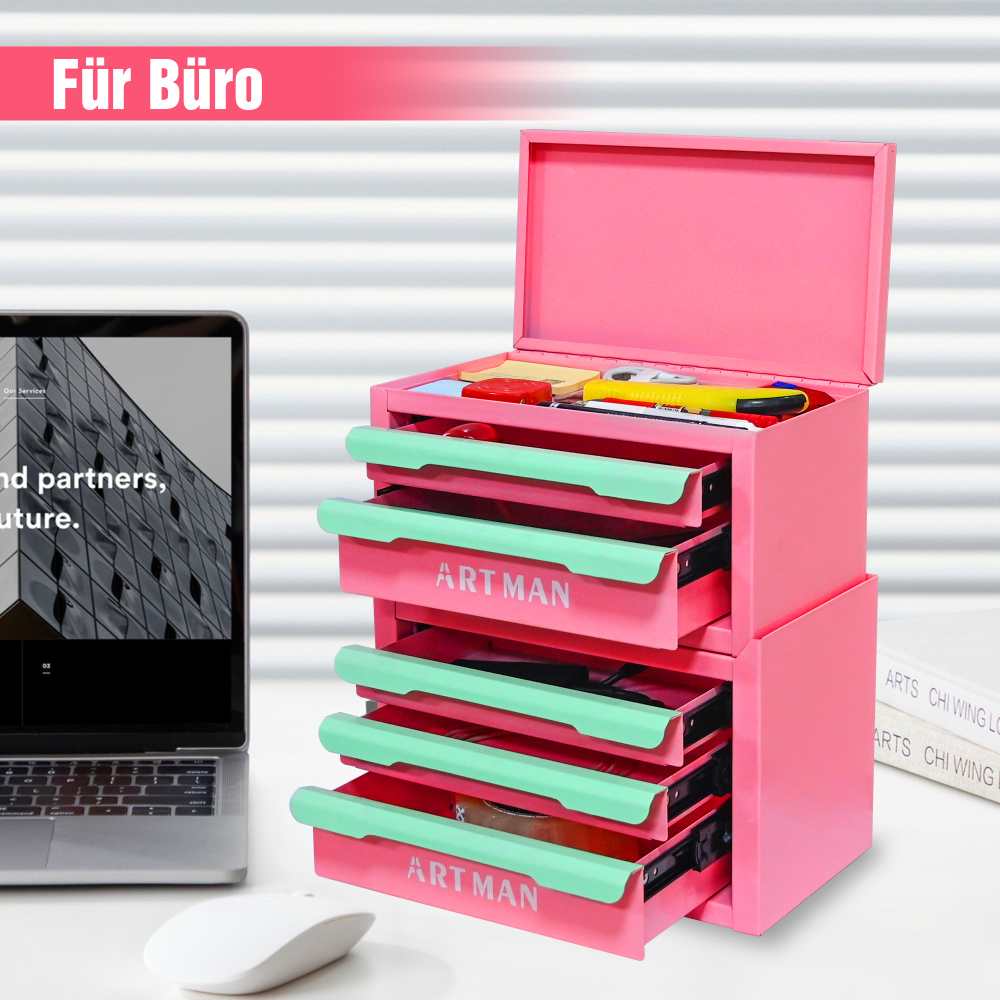 Boîte de rangement empilable 5 tiroirs – Organisateur maquillage multifonction en métal, étanche, design élégant - 6