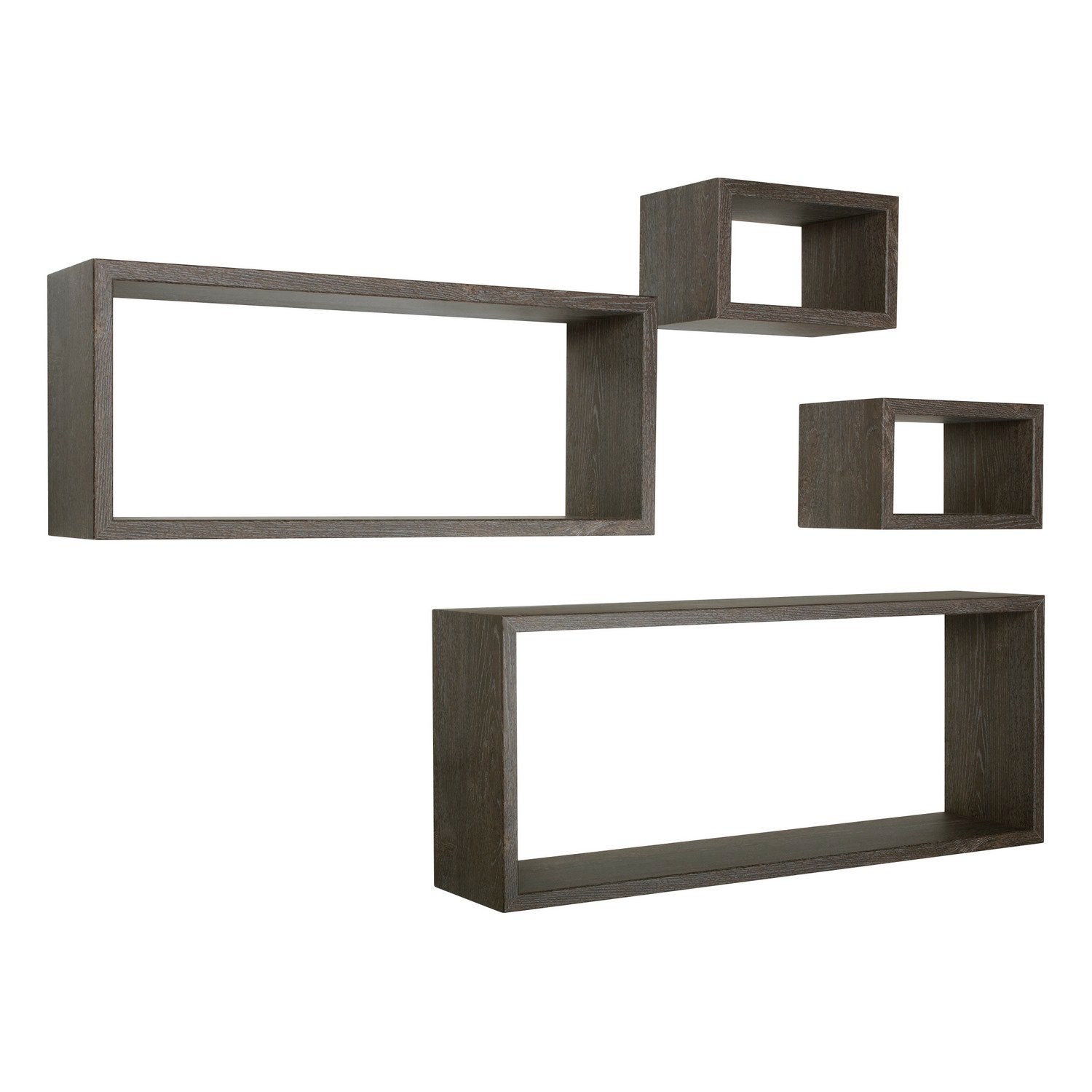 AIJALY Lot De 2 étagères Rectangulaires En Verre De Salle De Bain, Aluminium Trempé 0,9 Cm, Extra épais - 1 Niveau De Rangement Mural - Noir - 40 Cm
