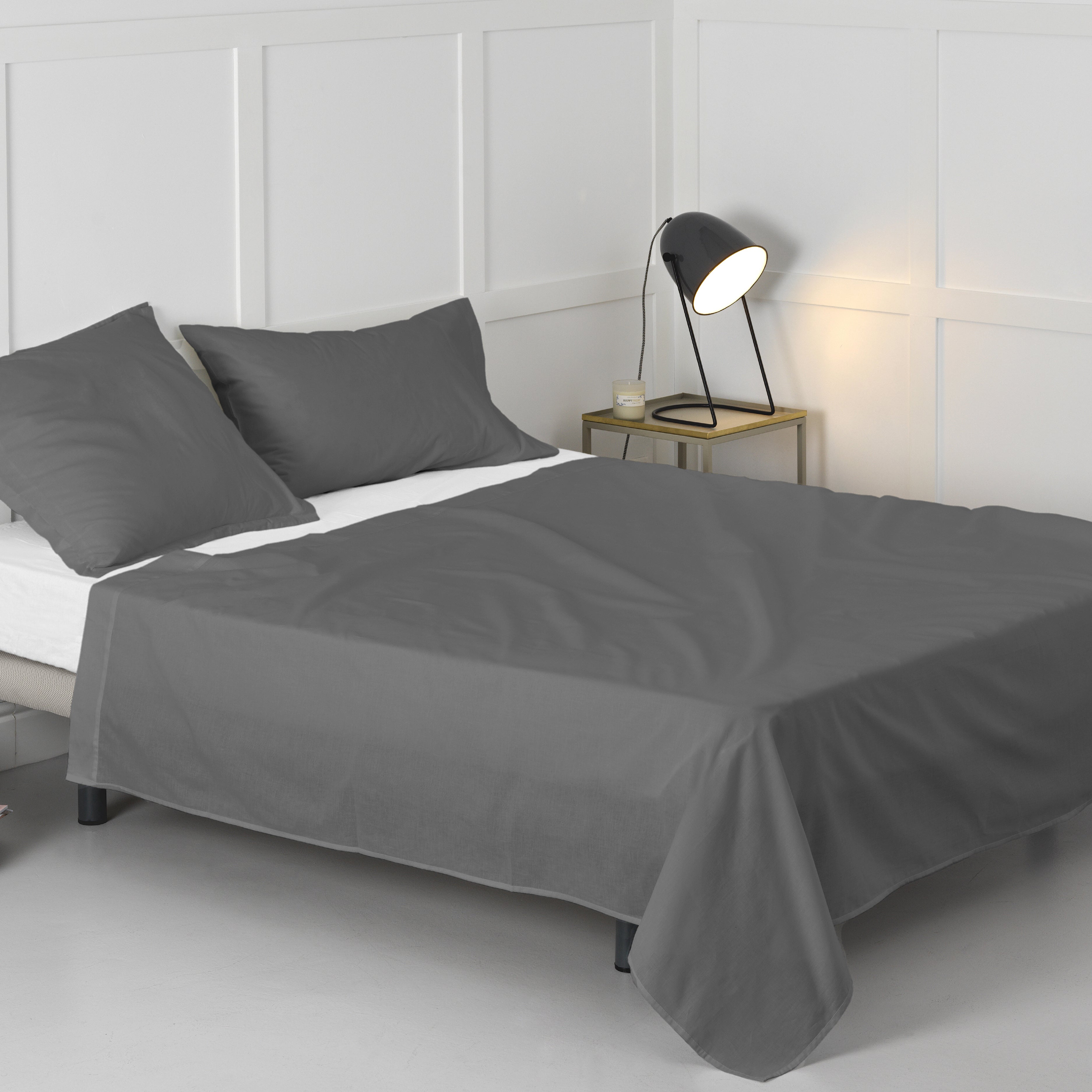 Happy Friday  Basic Sábana 260X270 Cm (Cama 180/200) Gris/Oscuro , Leroy Merlin