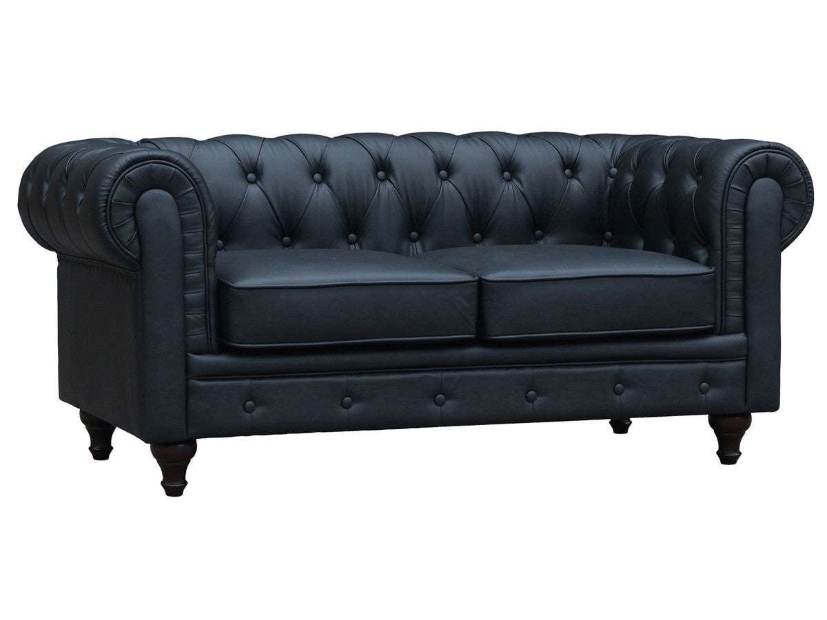 Sofa Chesterfield "Aliza" nierozkładana - 157 x 82 x 70 cm - 2 miejsca - Czarna