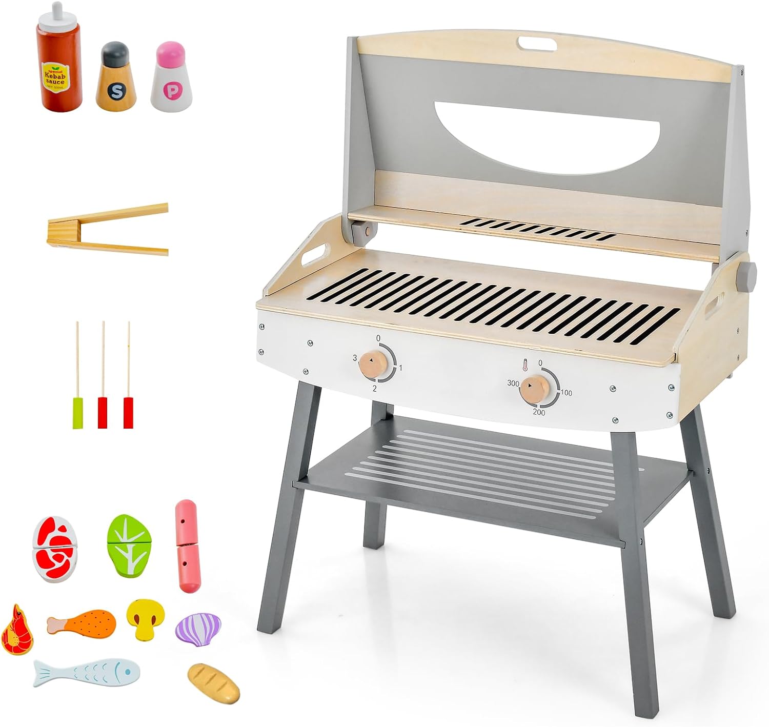 Barbecue jouet howa - Barbecue en bois Maxi pour enfants avec 25 accessoires 4825 – howa Spielwaren
