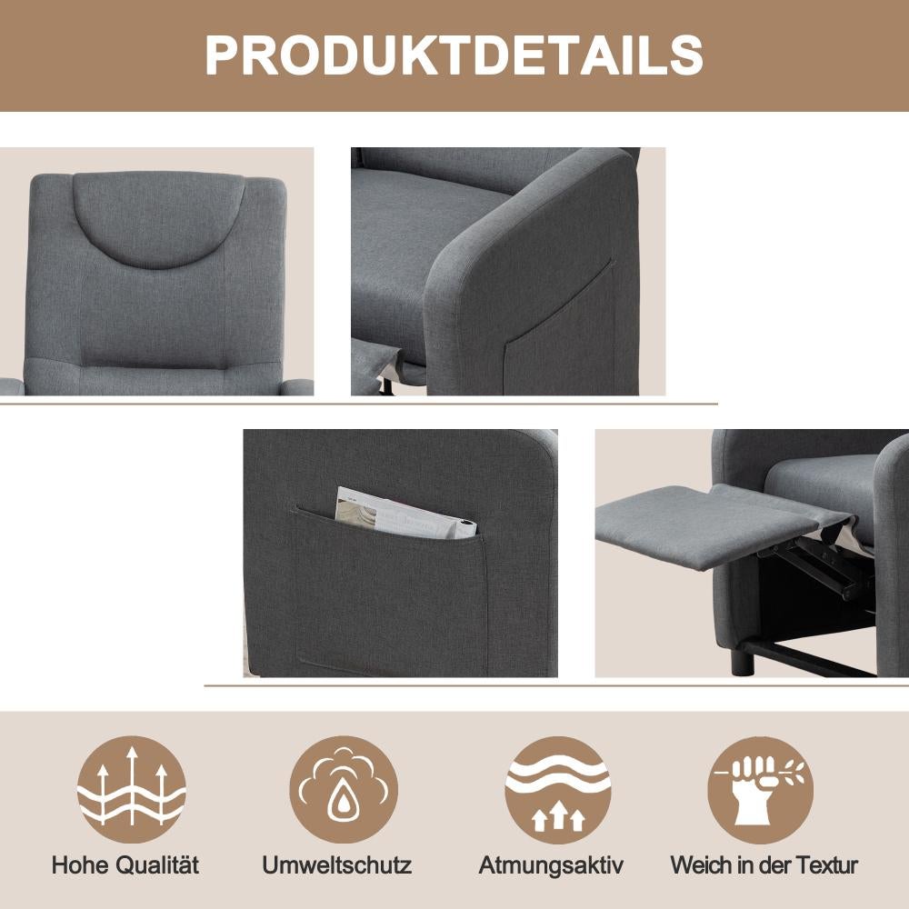 Fauteuil relax inclinable réglable｜Fauteuil polyvalent｜Repose-pieds intégré｜Tissu résistant｜Gris foncé moderne - 5