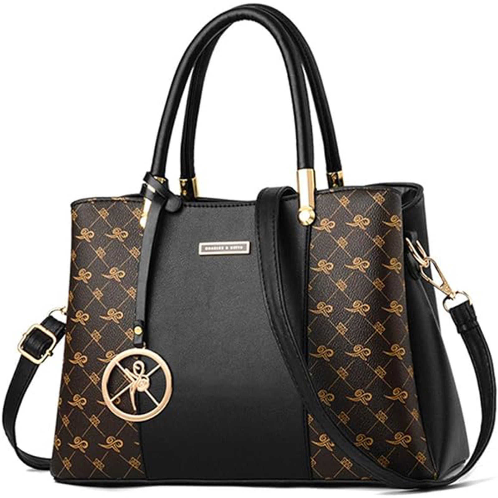 Sac à Main Bandoulière Femme Petit Noir Et Marron - Similicuir Fait Main, Doublure Coton