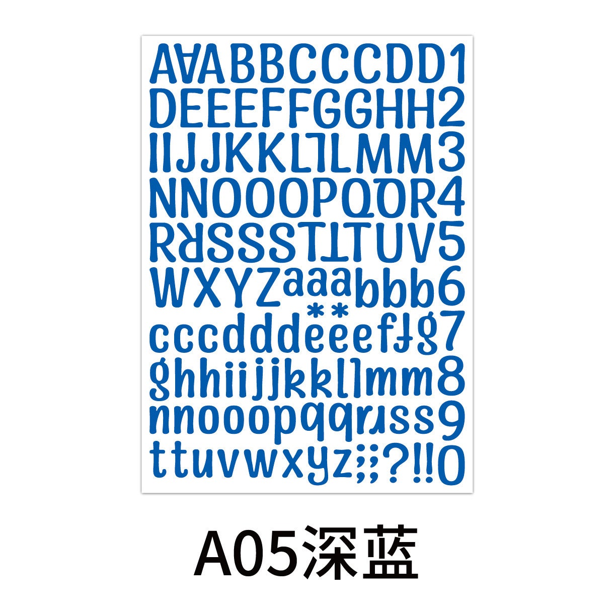 Adesivi alfabeto multicolore A05 blu scuro, lettere e numeri inglesi ...