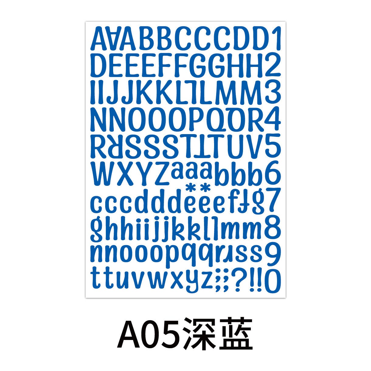 Quality A4 Notebook Adesivi alfabeto multicolore A05 blu scuro, lettere e numeri inglesi ...