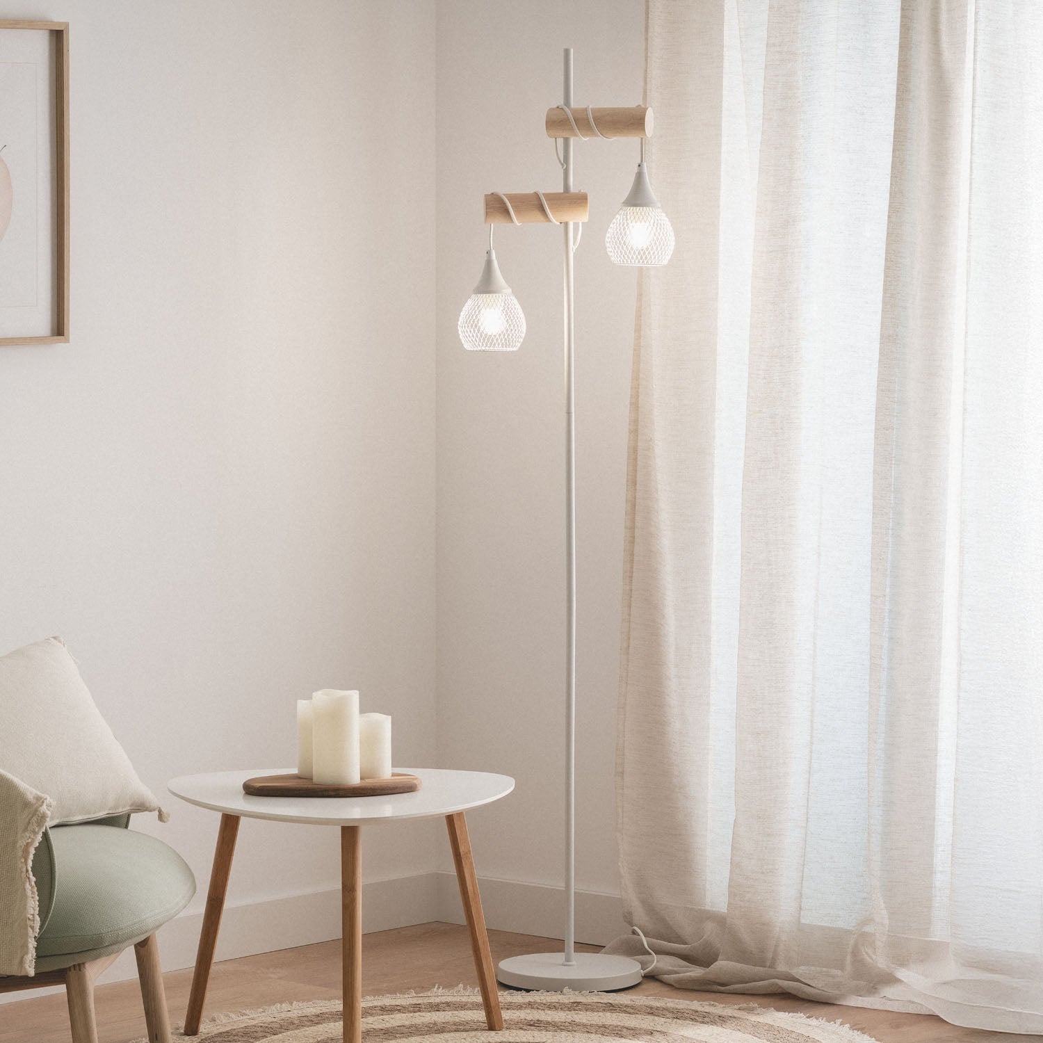 Lampadaire Monah E27 | Design Élégant | Aluminium et | Usage Intérieur IP20 | 164 cm, Blanc - 8