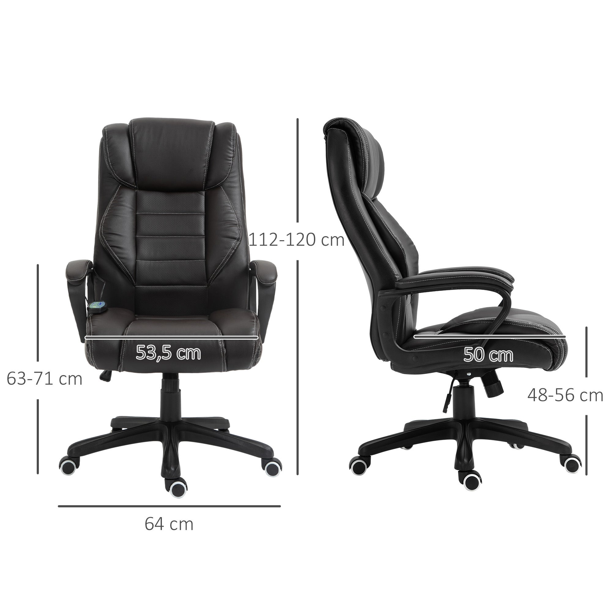 Fauteuil de bureau massant 6 points avec hauteur réglable, marron ...