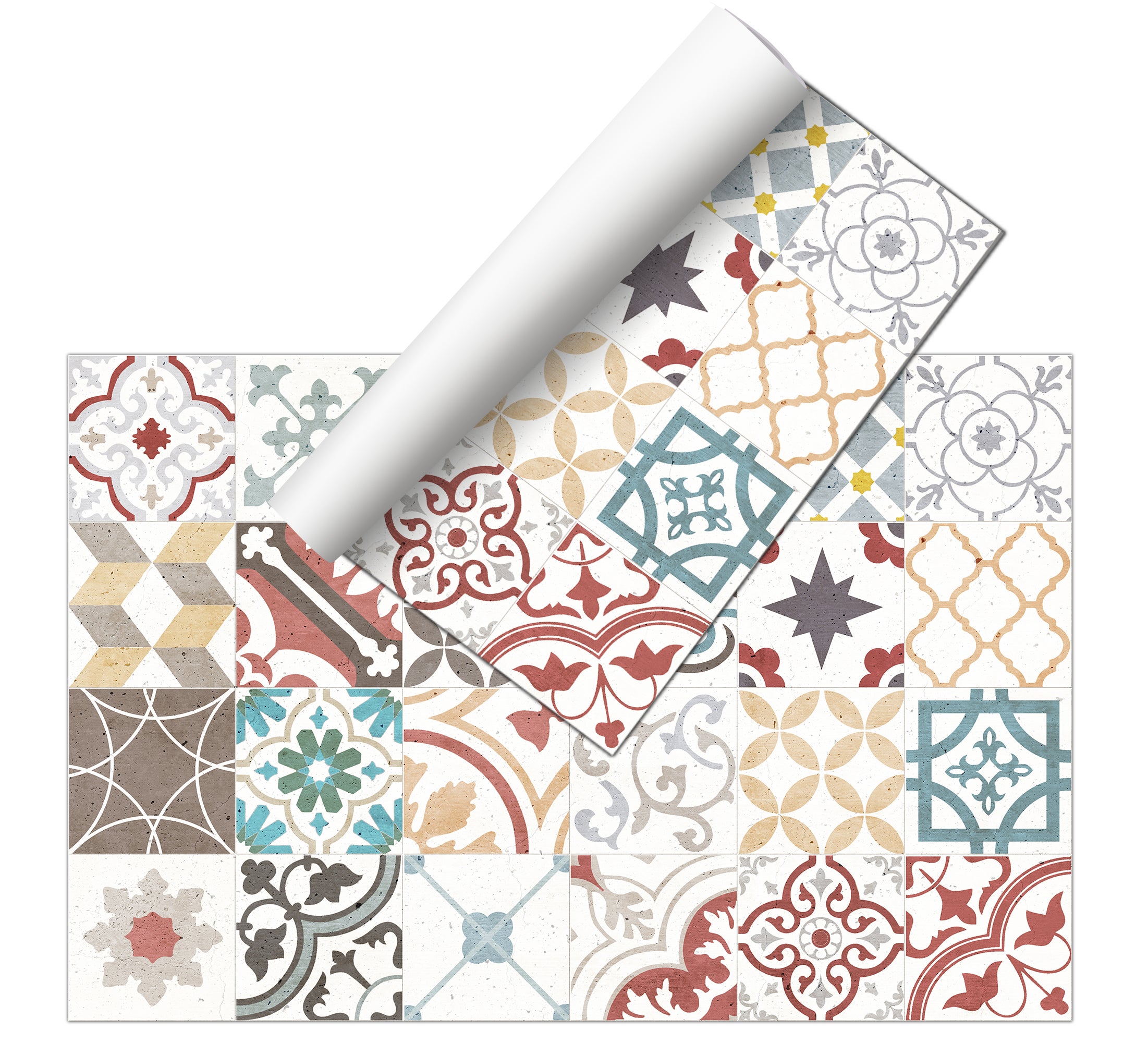 Tapis antidérapant en vinyle Carrelages vintage 4 66x100 cm - PVC imprimé, lavable, ignifuge, pour le salon ou la cuisine, style hydraulique - 7