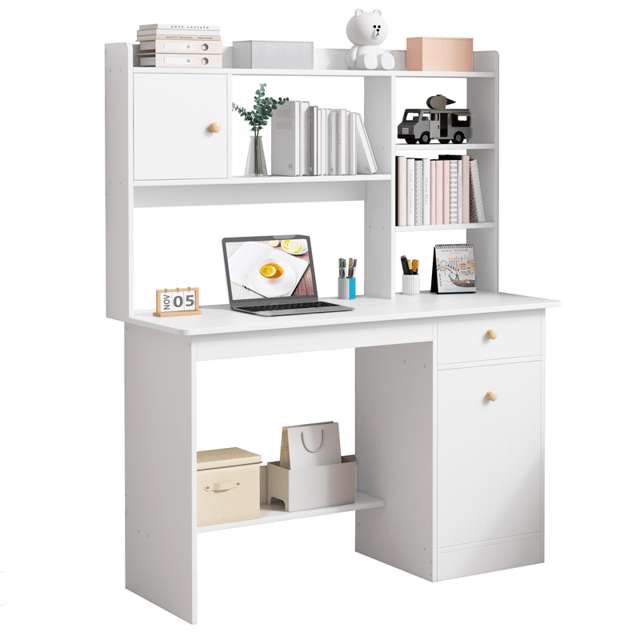 Białe biurko komputerowe praktyczne w stylu skandynawskim